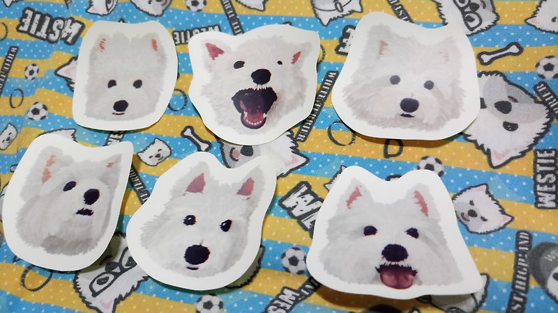 Oil Painting West Highland White Terrier Series (Big Head) ~ Water Repellent Stickers (Total 6) (No Paper Card) - สติกเกอร์ - วัสดุอื่นๆ 