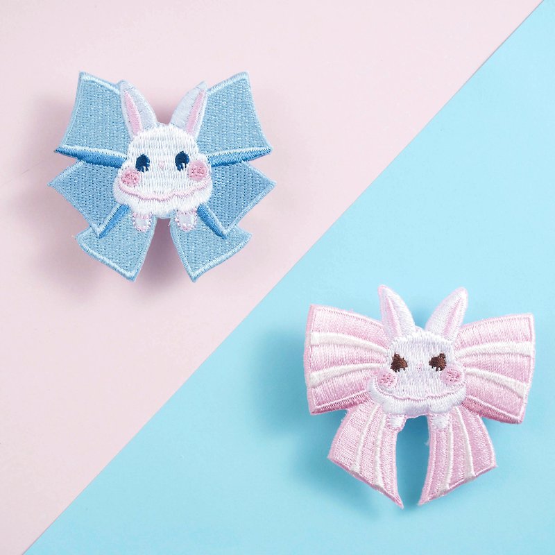 Embroidery Hairpin * Bowknot Rabbit - Hair Accessories - Thread Pink
