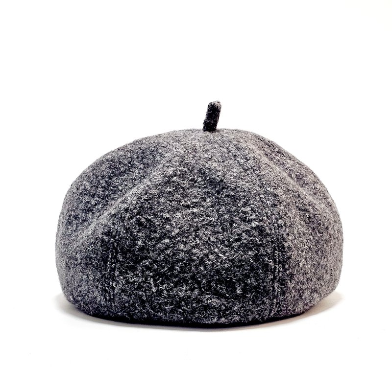 【HiGh MaLi】Wenqing fashionable pumpkin hat/beret/textured neutral gray#gift#New Year - Hats & Caps - Other Man-Made Fibers Gray