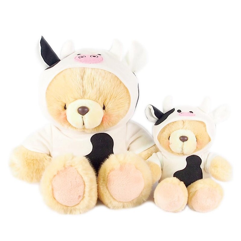 Huahua Dairy Cow parent-child fluffy bear [Hallmark-ForeverFriends fluff-cross dress series] - Stuffed Dolls & Figurines - Other Materials White