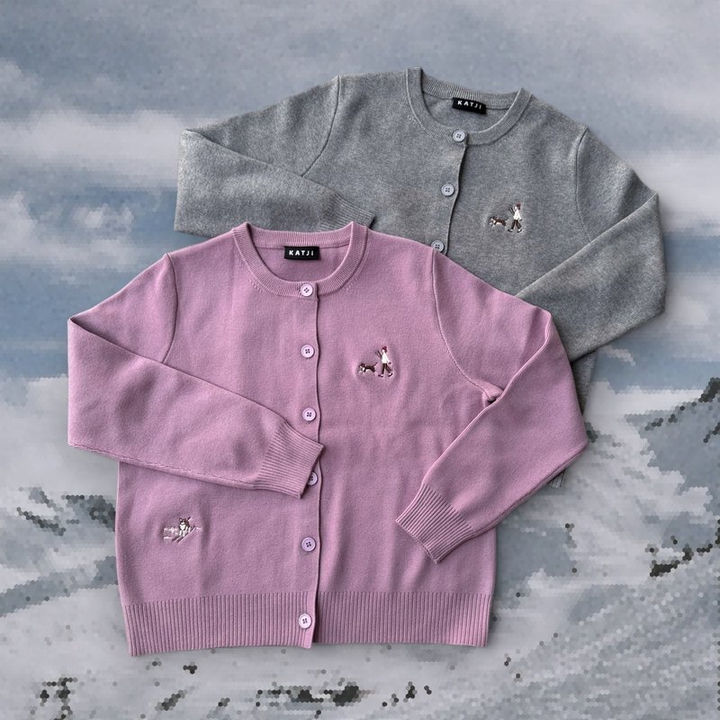 开衫    滑雪伙伴 - 女毛衣/針織衫 - 棉．麻 灰色