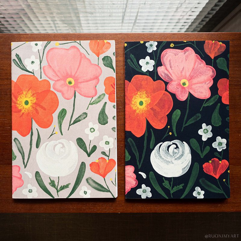 花のノートブック手描きのテクスチャ空白のノートブック| RUOXIWU - ノート・手帳 - 紙 多色