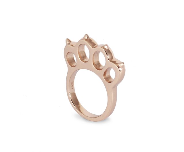 Brass Sleeping Cat Rings, Brass Knuckles Ring