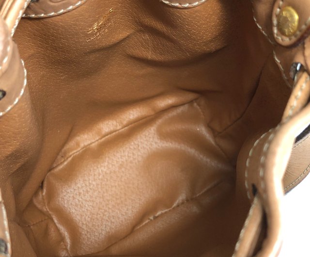 CELINE マカダム柄 巾着 ショルダーバッグ トリオンフ レザー ベージュ CELINE - ✨美品✨CELINE セリーヌ 巾着ショルダーバッグ トリオンフ