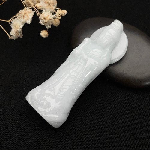 瓔珞珠寶盒 E.L.Jewelry Box 【天上聖母】白翡翡翠媽祖吊飾 | 天然緬甸翡翠A貨 | 送禮