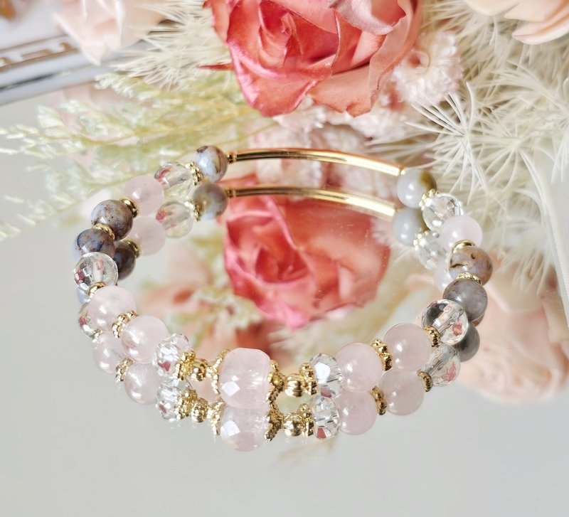 Honey Sweetheart-Morganite/ Stone / White Crystal/Attraction/Popularity/Love - สร้อยข้อมือ - คริสตัล สึชมพู