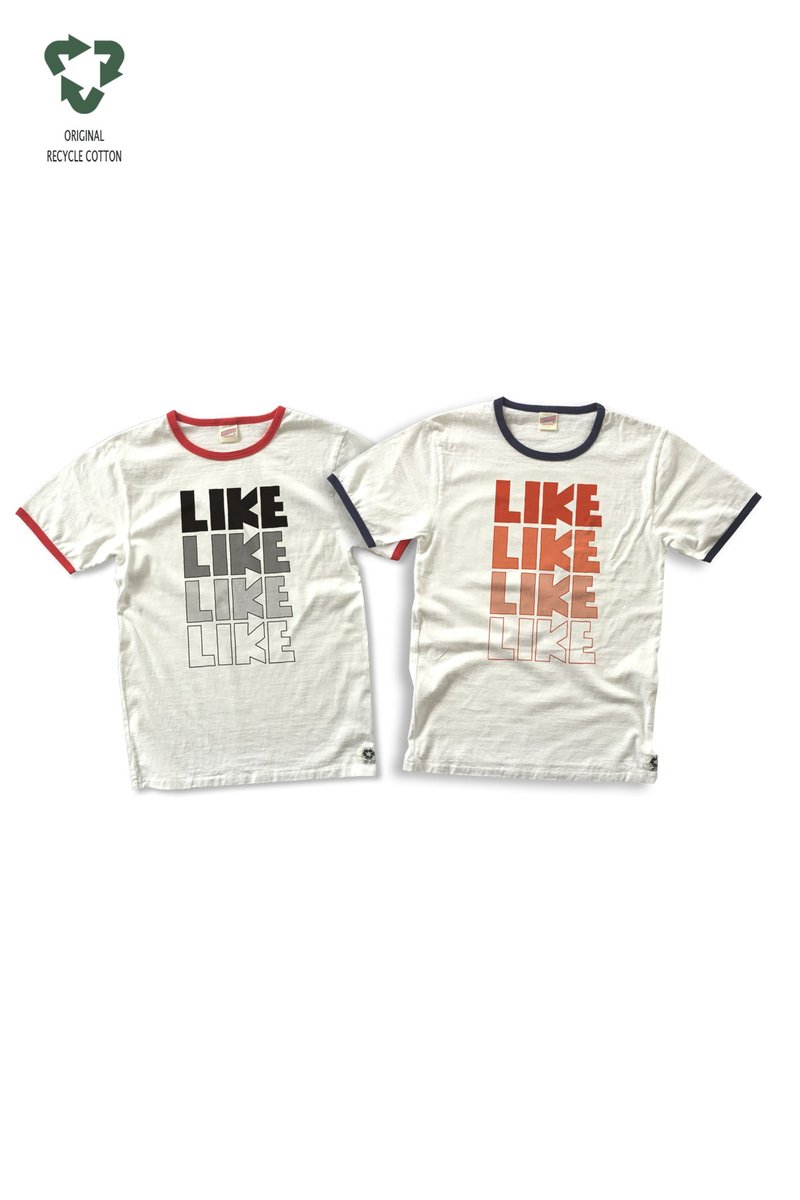 LIKE = Like Ringer Tee - เสื้อยืดผู้หญิง - ผ้าฝ้าย/ผ้าลินิน ขาว