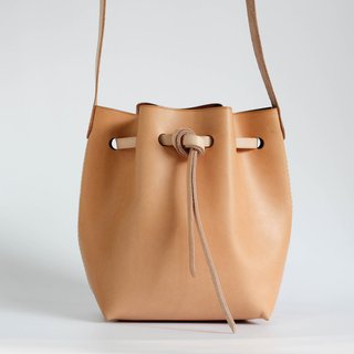 DIY set minimalist small bucket bag leather hand-made simple stitch series cut pieces with perforated PKIT BS003