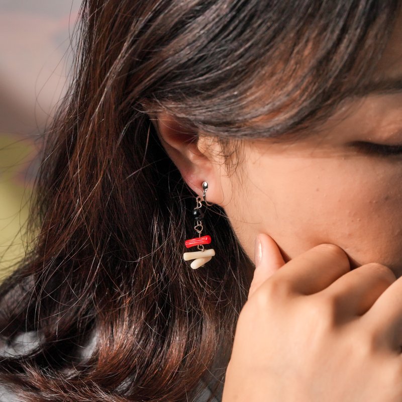 【原風藝站】火之礁耳環 | 原住民 族服 台灣印象 - 耳環/耳夾/耳骨夾 - 其他材質 紅色