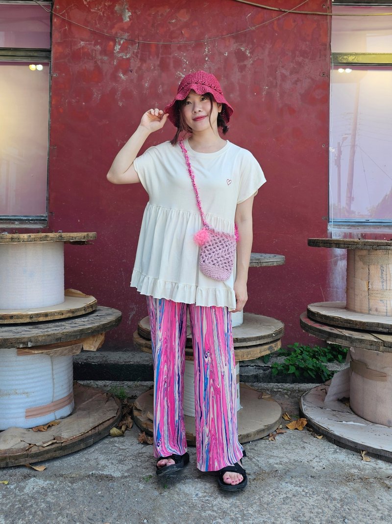 Fashionable woven mesh bag - Arlo - Messenger Bags & Sling Bags - Cotton & Hemp Pink