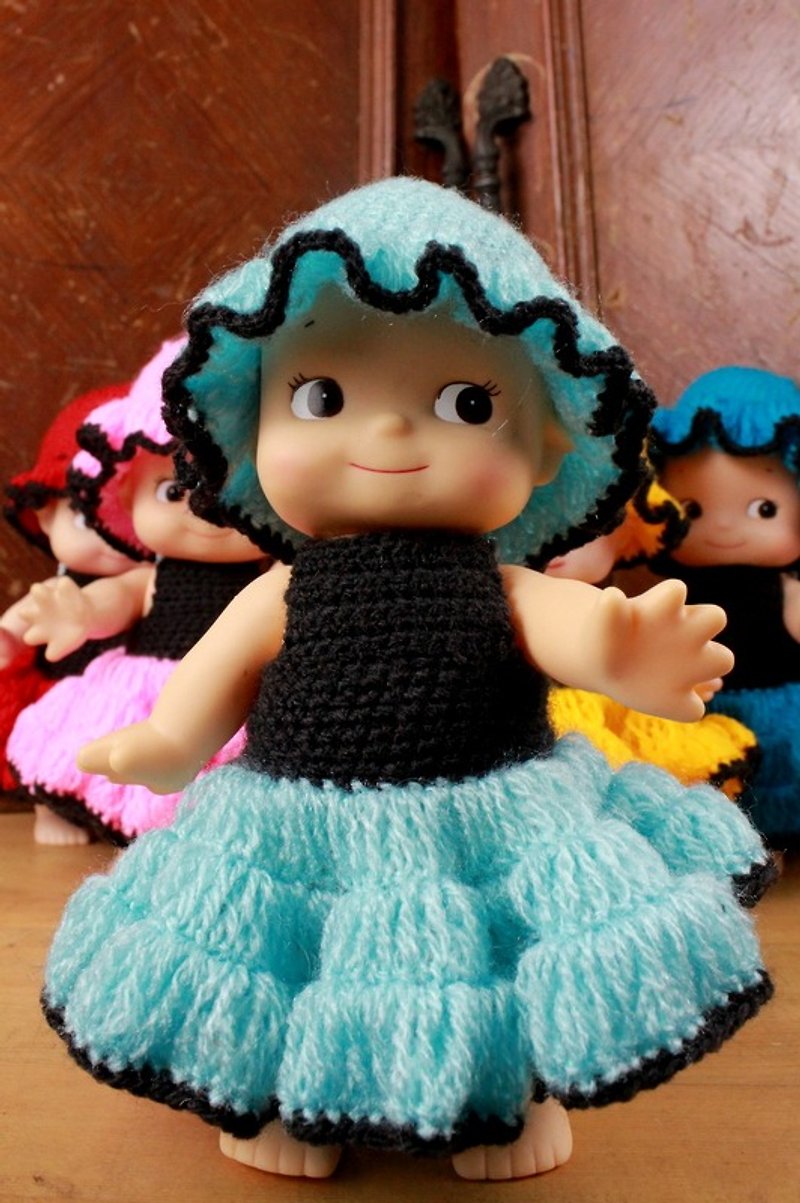 小龜葛葛 - 可愛編織洋裝小Q比-淺藍 - 玩偶/公仔 - 其他材質 多色