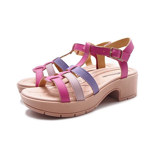 米蘭皮鞋Milano WALKING ZONE 舒適厚底厚跟涼鞋 女鞋-粉紫