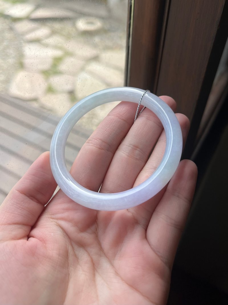 I 桃 I 糯化種紫羅蘭翡翠手鐲 圈口54.1 緬甸玉A貨 - 手鍊/手環 - 玉石 紫色