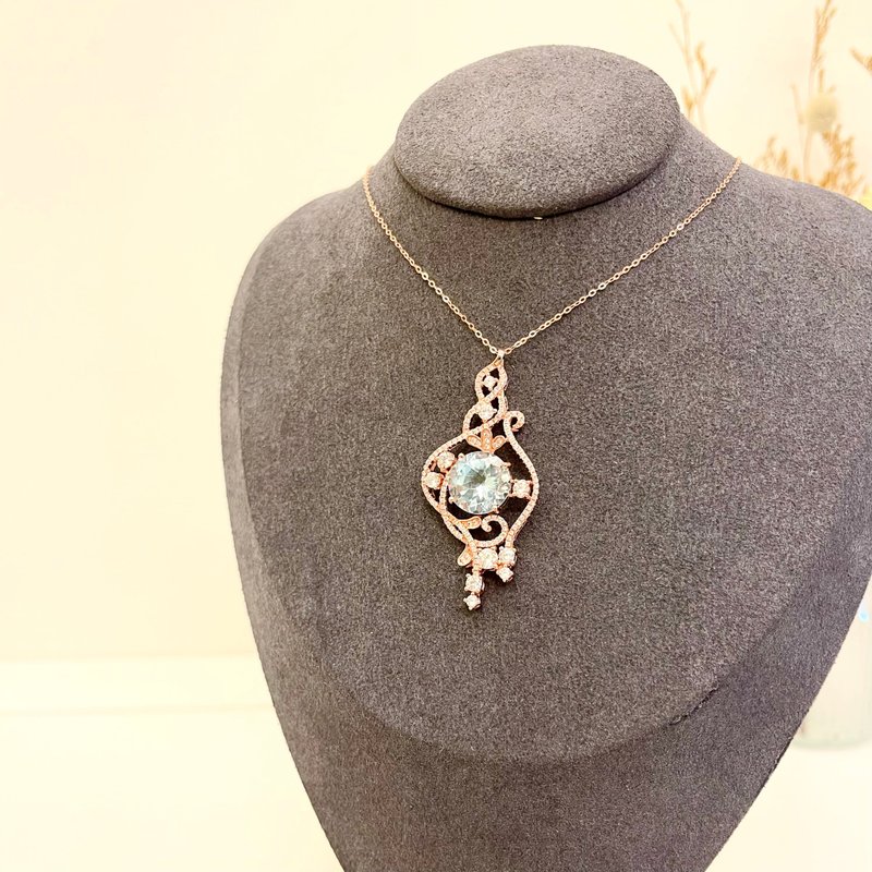 Mineral Crystal of Light / Sky Blue / Topaz / Sterling Silver / Hypoallergenic - Necklaces - Sterling Silver 