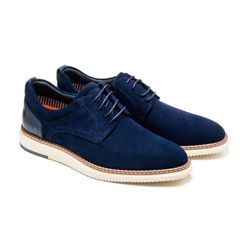 Fashionable all-match comfortable casual shoes 23407-1 blue - รองเท้าลำลองผู้ชาย - หนังแท้ 