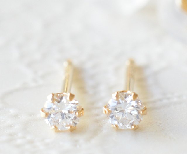 Diamond earrings K18 yellow gold - Shop JEWELRY and PEARL FUKUDA