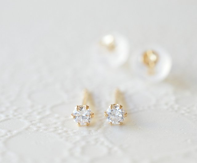 Diamond earrings K18 yellow gold - Shop JEWELRY and PEARL FUKUDA