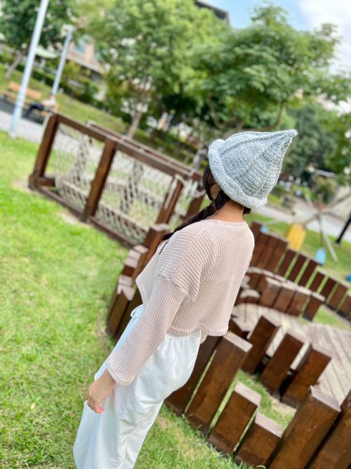 [Rabbit Bell] Spot autumn and winter all-match pointed hair hat hand-woven  / chestnut hat / onion hat - gray