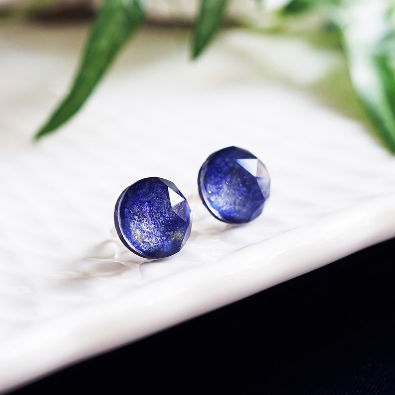 Winter night sky earrings Corentine with lapis lazuli and crystal - Earrings & Clip-ons - Gemstone Blue