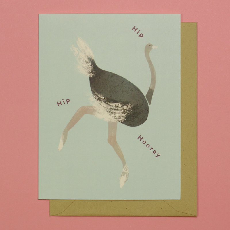 Ostrich Hip Hip Hooray Card - Cards & Postcards - Paper Blue
