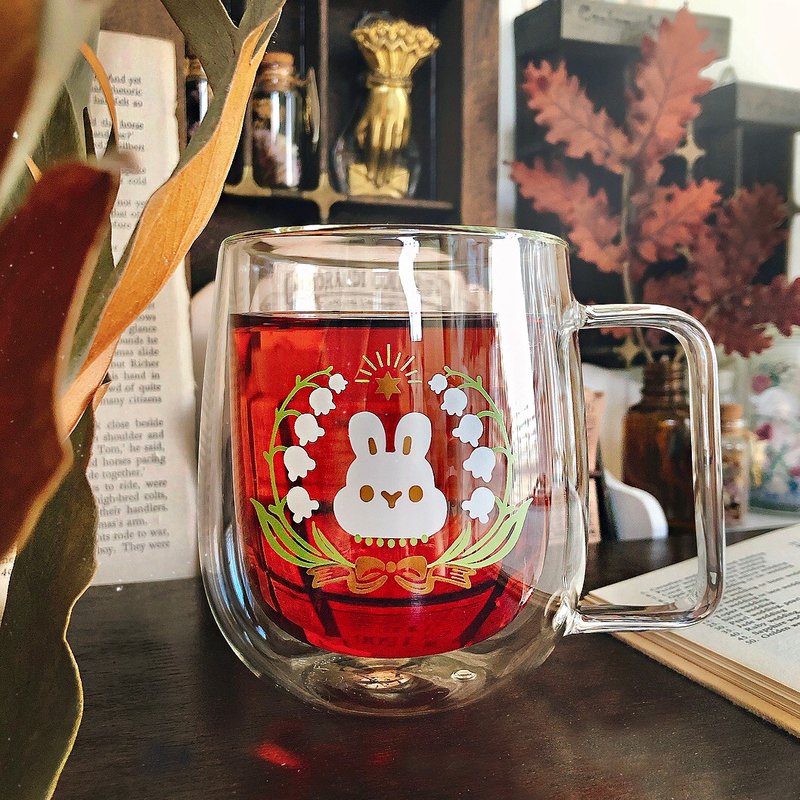 小兔鈴蘭－雙層玻璃杯 - 咖啡杯/馬克杯 - 玻璃 透明