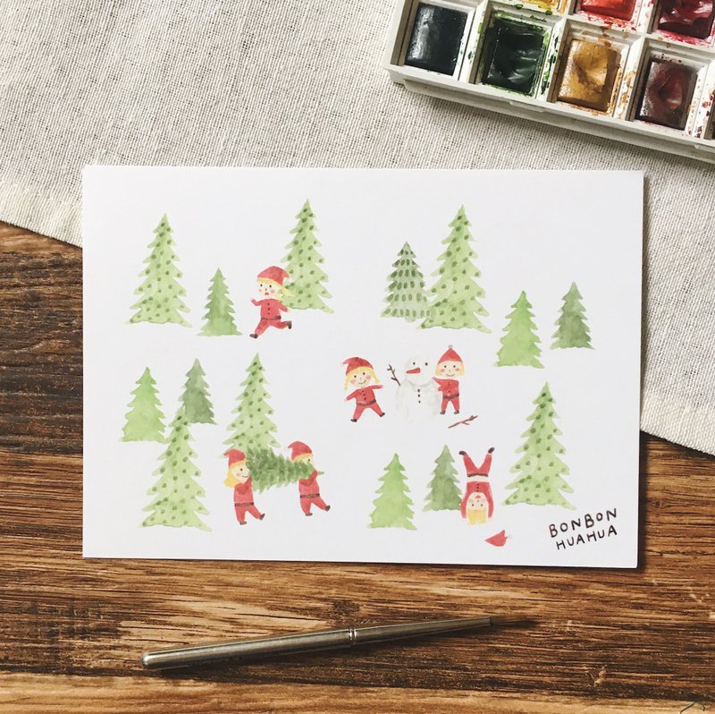 Little Christmas / Christmas Postcard - Cards & Postcards - Paper White