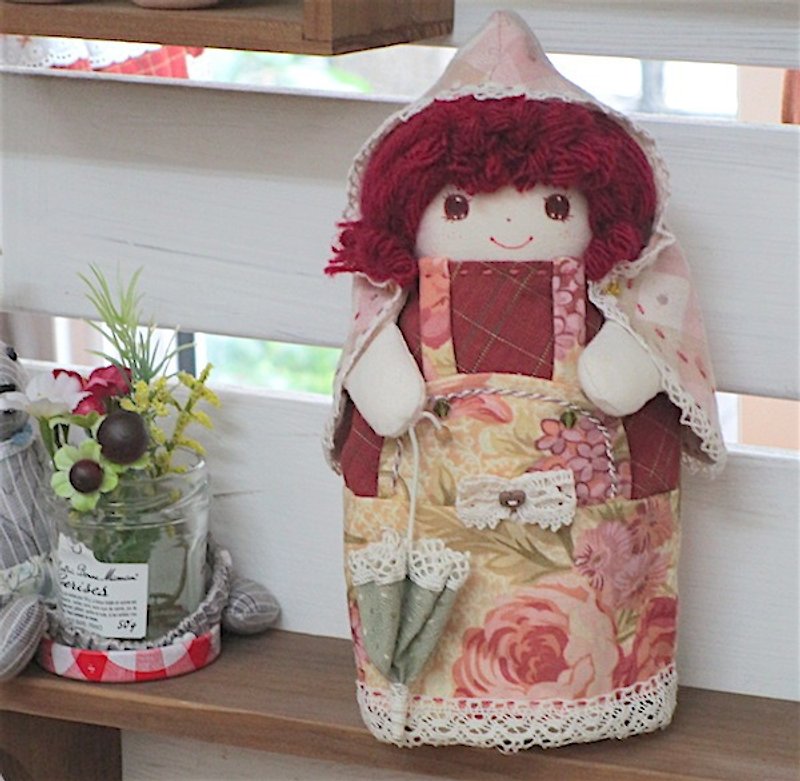 Little lady with umbrella - Stuffed Dolls & Figurines - Cotton & Hemp Multicolor