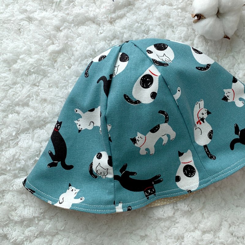 Siesta kitten summer sun shade soft hat baby hat fisherman hat - หมวกเด็ก - ผ้าฝ้าย/ผ้าลินิน สีเขียว