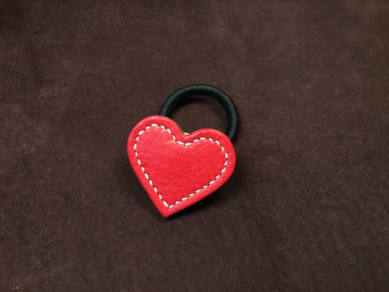 Red heart hair accessory - Hair Accessories - Genuine Leather Red