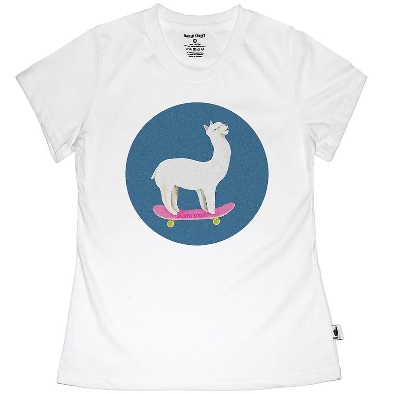 British Fashion Brand -Baker Street- Sk8er Alpaca Printed T-shirt - Women's T-Shirts - Cotton & Hemp 