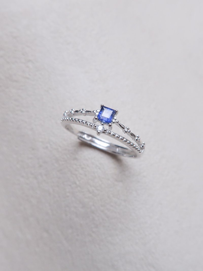 / Heart of the Sea/ Sapphire Sapphire 925 Sterling Silver Handmade Natural Stone Ring - แหวนทั่วไป - เงินแท้ สีน้ำเงิน