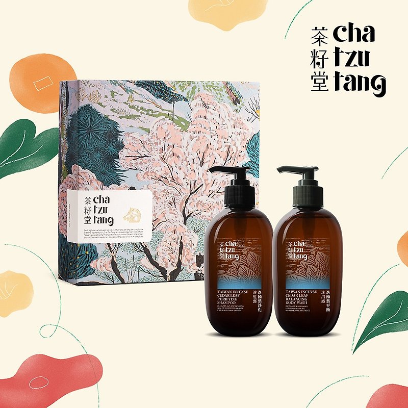 Xiao Nan Leaf Plant Extract Double Set [Mother's Day Gift Box with Handmade Paper Card] Shampoo + Shower Gel - ครีมอาบน้ำ - พืช/ดอกไม้ สีเขียว
