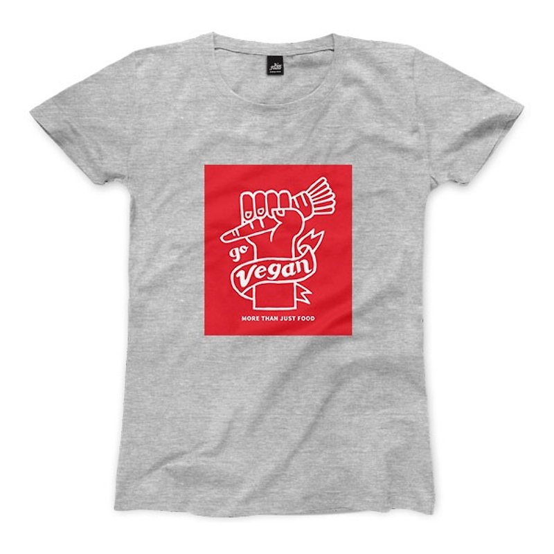 Go Vegan -! Deep Heather Grey - Women's T-Shirt - เสื้อยืดผู้หญิง - ผ้าฝ้าย/ผ้าลินิน 