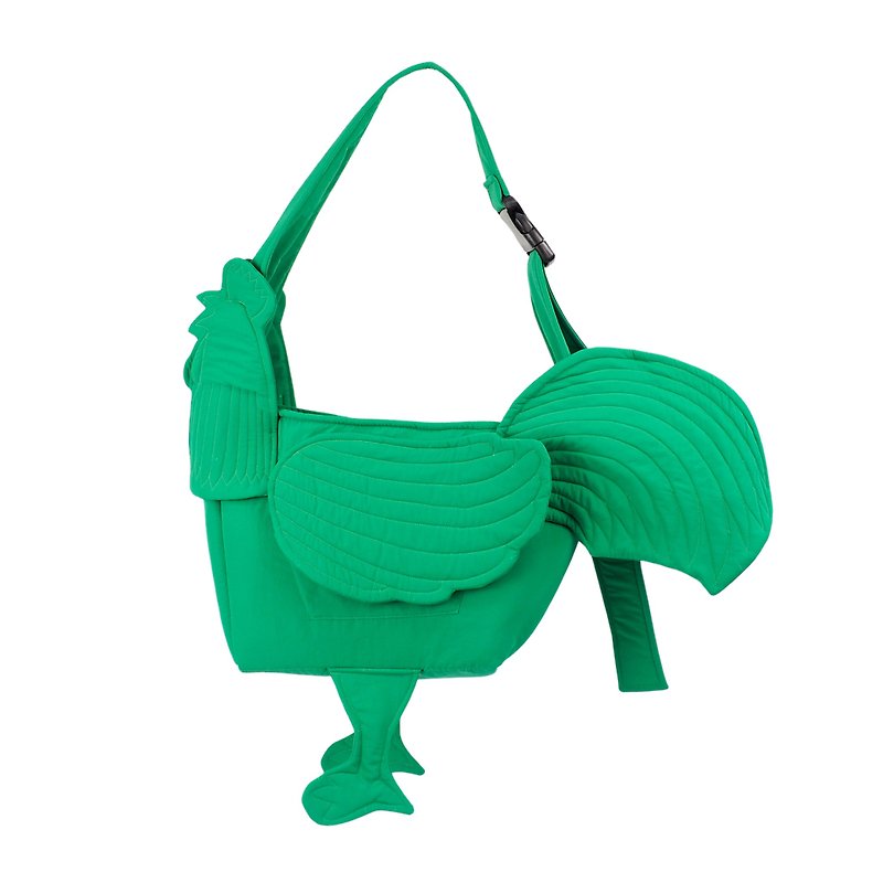 Green Handmade Rooster Messenger Bag With Zipper And Buckle Strap - Messenger Bags & Sling Bags - Nylon Green