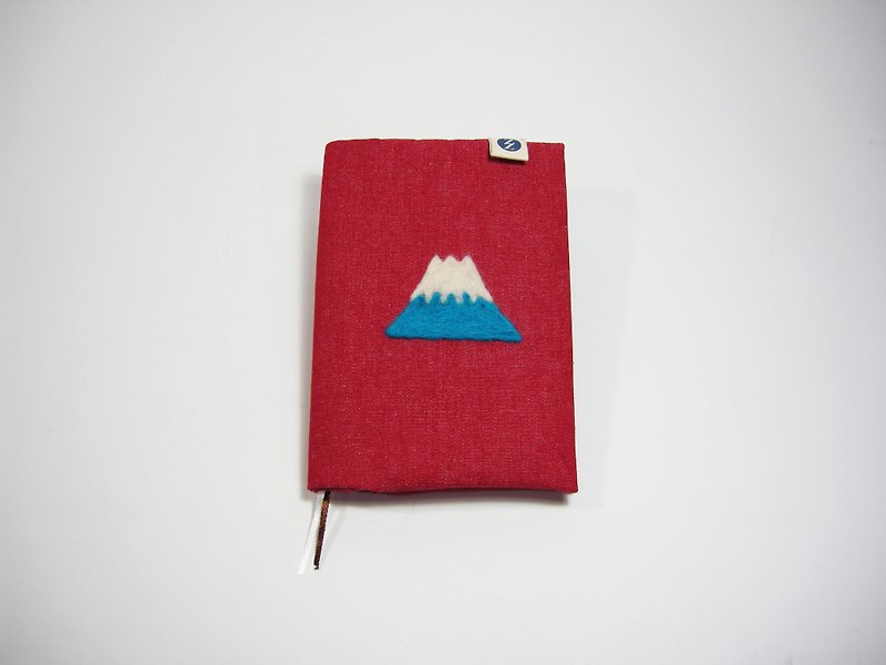 ● Meng Meng Fuji (red denim) __ as for zuo zuo handmade wool felt laptop - สมุดบันทึก/สมุดปฏิทิน - ผ้าฝ้าย/ผ้าลินิน สีแดง