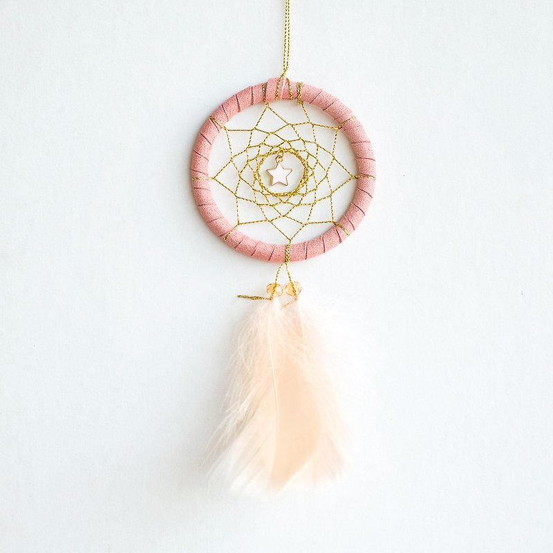 Pink Gold Years-Dream Catcher 8cm-Coral Red Valentine Gift - Items for Display - Other Materials Pink