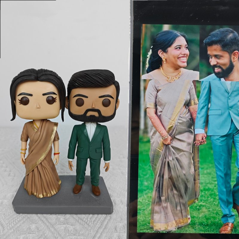 客製化3D人像公仔 訂製手工Funko Pop情侶父母夫妻結婚週年禮物 - 玩偶/公仔 - 黏土 多色
