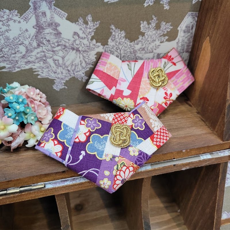 【和風帶結編繩髮夾 】和服款/彈簧夾/氣質髮夾 - 髮夾/鯊魚夾 - 棉．麻 紫色