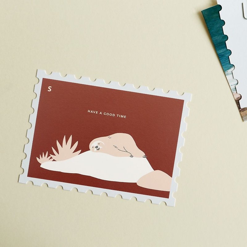 Stamp Shaped Card Envelope Set -15 Good Times, E2D13387 - Cards & Postcards - Paper Red