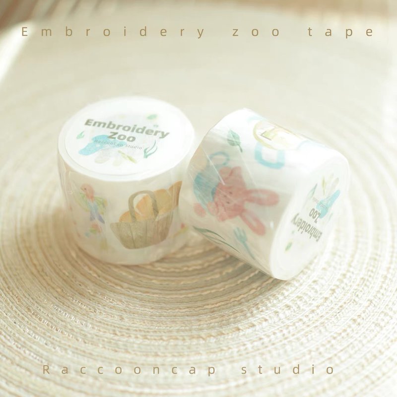 Embroidery zoo and paper tape salt series small animal collage tape and paper special oil handbook tape - มาสกิ้งเทป - กระดาษ 