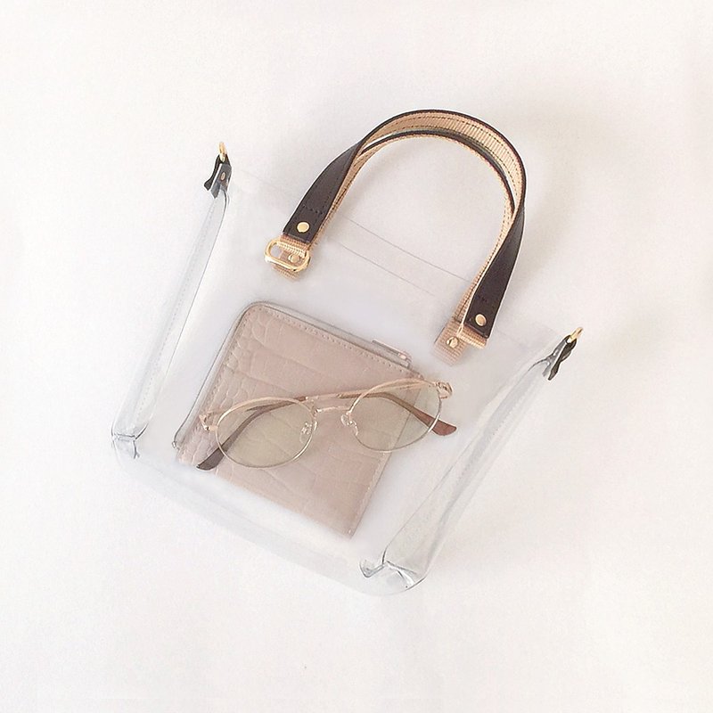 Clear Tote Bag (Small) - Beige - Handbags & Totes - Waterproof Material Transparent