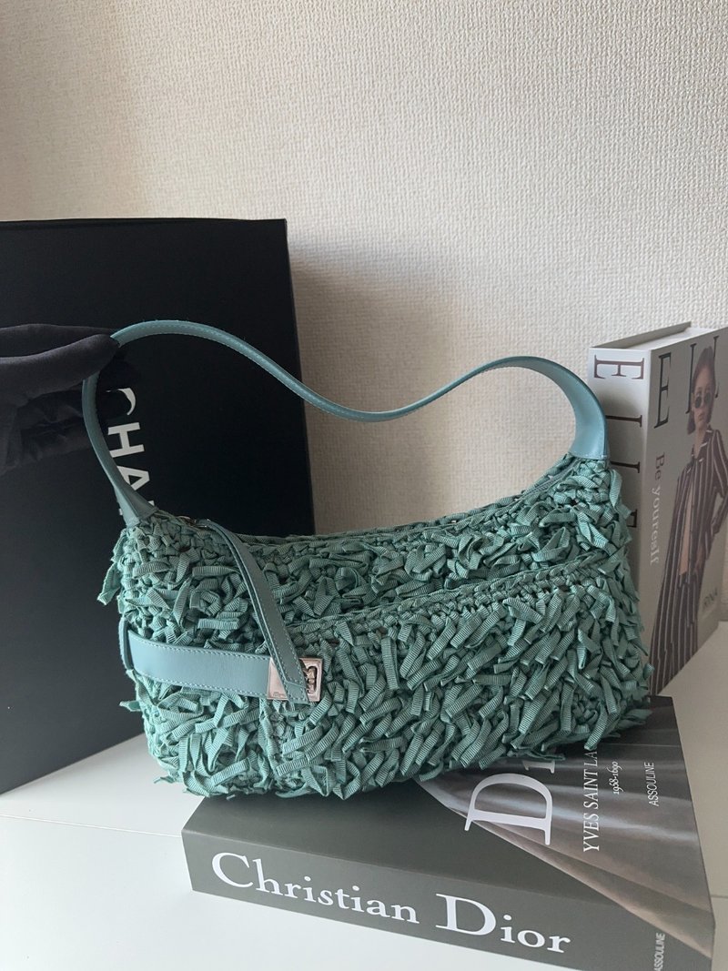 中古包 Ferragamo 菲拉格慕 天藍色絲帶編織Hobo - 手提包/手提袋 - 其他材質 藍色