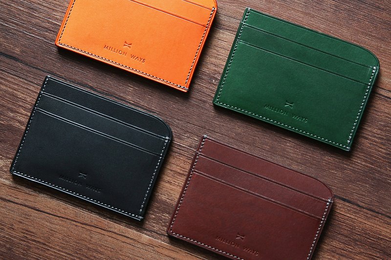 Urban roaming portable credit card set / simple and light / Italian vegetable tanned leather four colors optional - ID & Badge Holders - Genuine Leather Multicolor