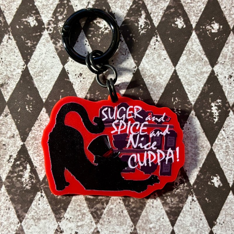 Acrylic key chain of the tea shop run by the gentleman black cat - Keychains - Acrylic Red