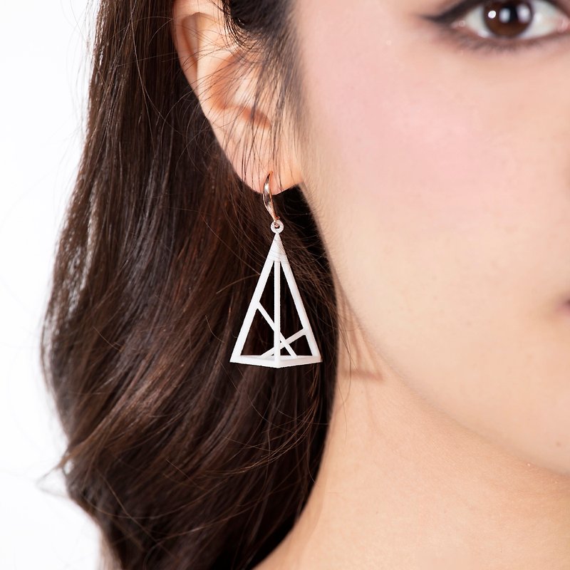 3D 打印三角形耳環 (L) (白色) | 空間系列 - 耳環/耳夾 - 塑膠 白色
