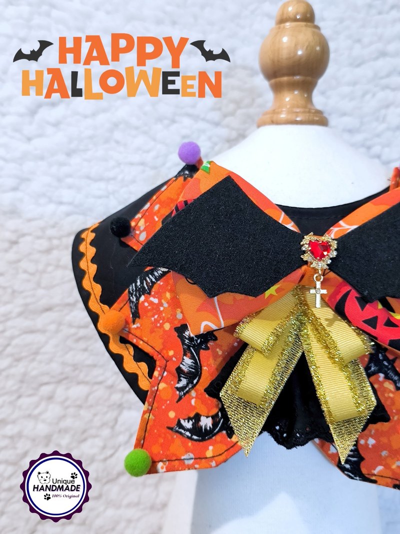 優先訂 萬聖節 Halloween costume 寵物頸飾 - 寵物衣服 - 棉．麻 橘色