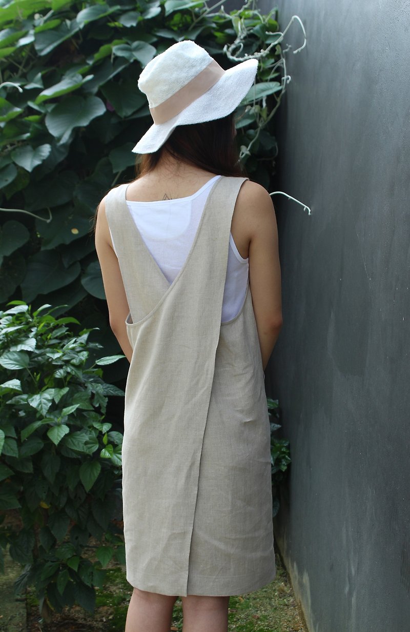linen dress / linen clothing / long dress / casual dress / apron E35D - One Piece Dresses - Linen 