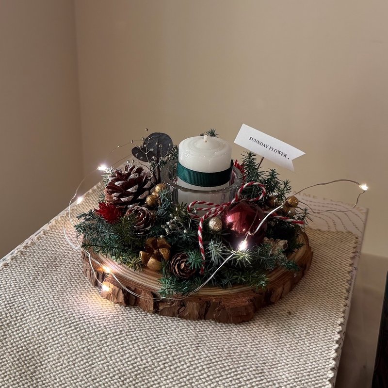 【聖誕燭台】聖誕花圈 永生雪松 交換禮物 聖誕禮物 聖誕佈置 - 乾燥花/永生花 - 植物．花 