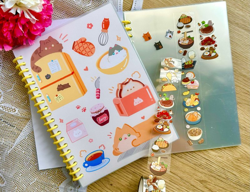 Cat Onigiri - Release Paper Binder - Notebooks & Journals - Other Materials 