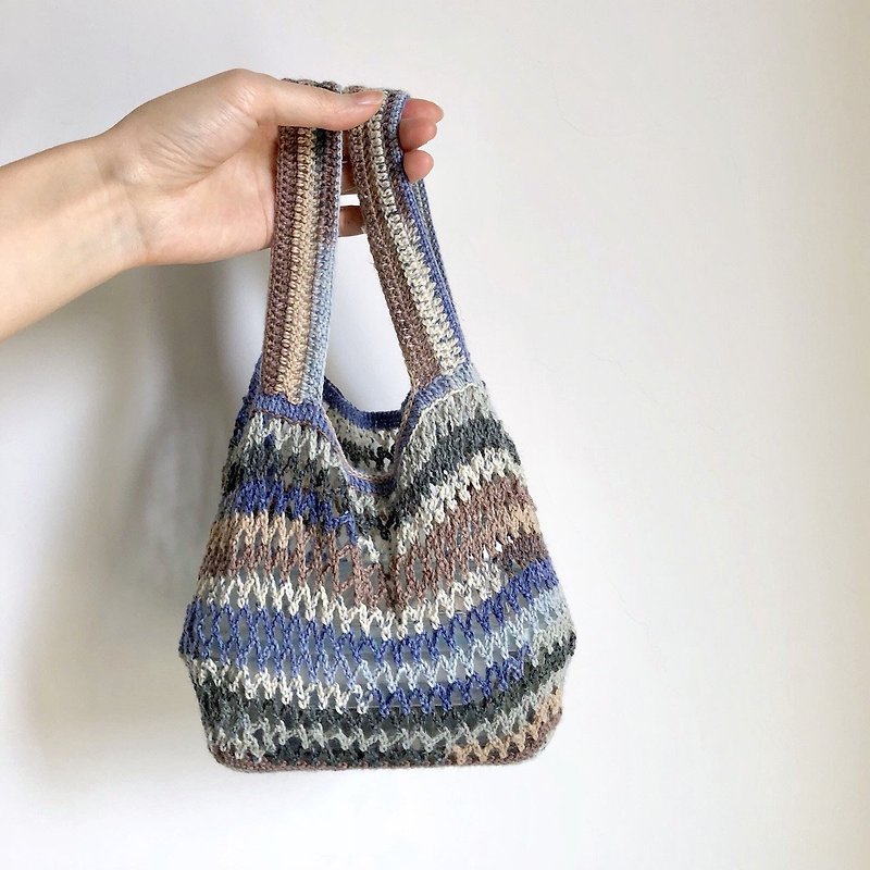 Out of print _ hole lunch bag _ storm - Handbags & Totes - Wool Blue